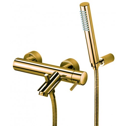 Paffoni Light Brus/kar armatur 1/2" afg. nedad. inkl. Brusersæt - Poleret Messing Brusearmatur Paffoni